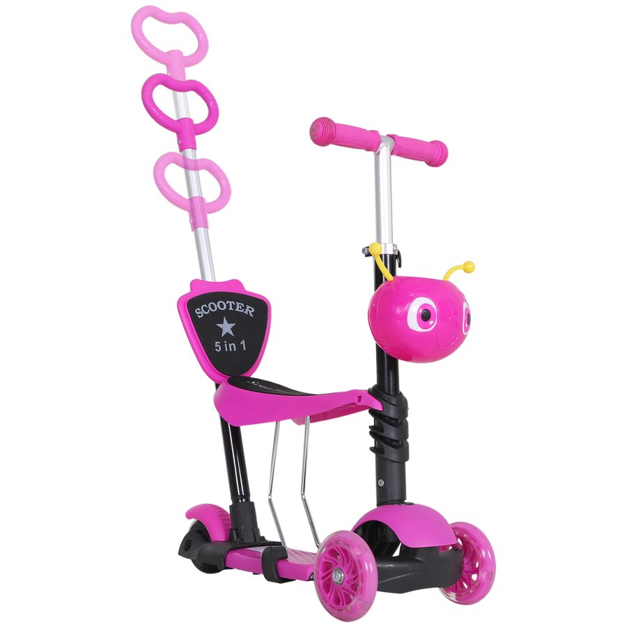 HOMCOM Scooter Tretroller Kinderroller höhenverstellbar mit Kickboard und Teleskoplenker in Rosa 62 x 25 x 72,5 cm für Spaß & Mobilität   Aosom.de von HOMCOM