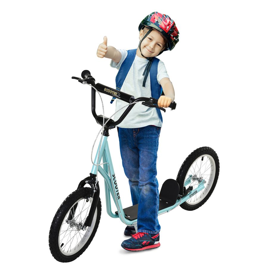 HOMCOM Kinderroller Scooter  Faltbarer Tretroller mit Luftreifen & Handbremse, Cityroller, Abenteuer für Kinder ab 5 Jahre, 16 Zoll  Aosom von HOMCOM