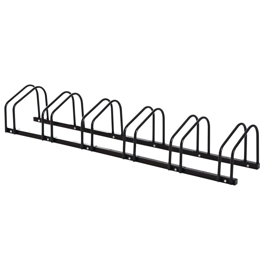 HOMCOM Fahrradständer Radständer Aufstellständer wetterfest langlebig Boden- und Wandmontage Stahl bis 6 Fahrräder Schwarz 179 x 33 x 27 cm   Aosom von HOMCOM