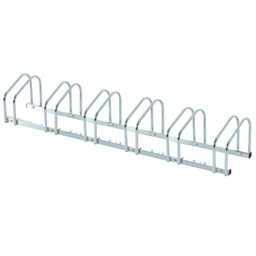 HOMCOM Fahrradständer für bis zu 6 Räder wetterfest langlebig Boden- & Wandmontage aus Stahl Silber 179x33x27cm   Aosom.de von HOMCOM