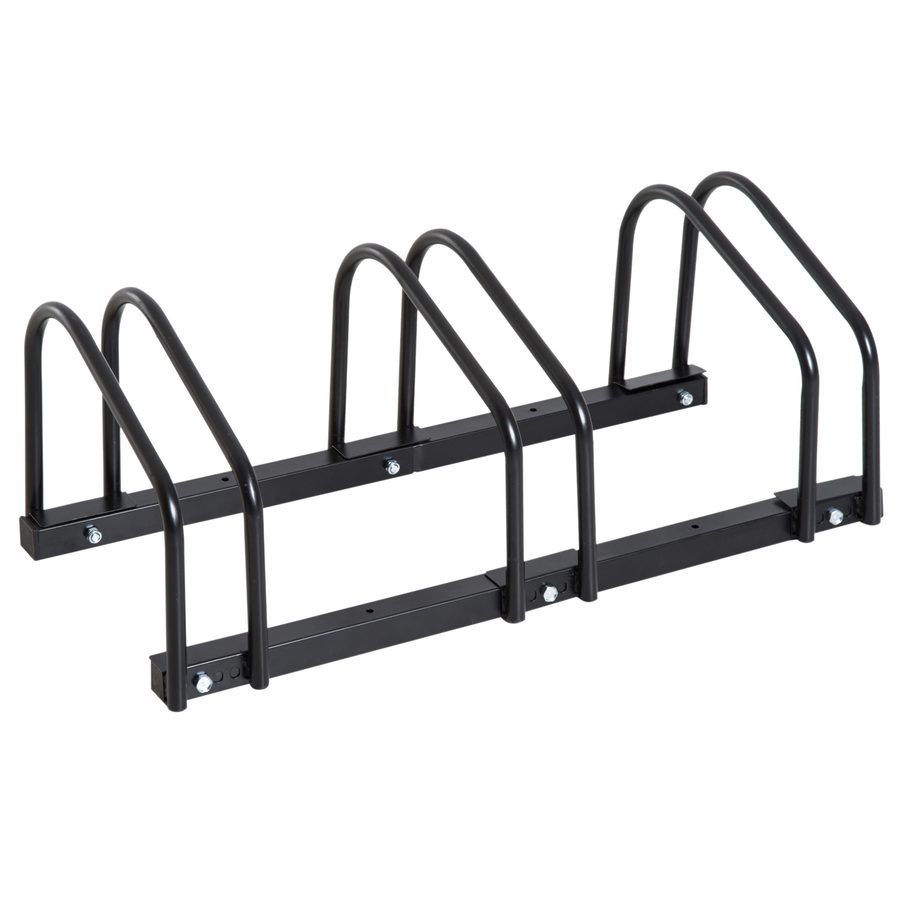 HOMCOM Fahrradständer für 3 Fahrräder, Fahrradablage, Fahrradregal, Fahrradträger für Reifenbreite 65 mm, Abmessungen 76L x 33B x 27H cm, Stahl schwarz   Aosom von HOMCOM