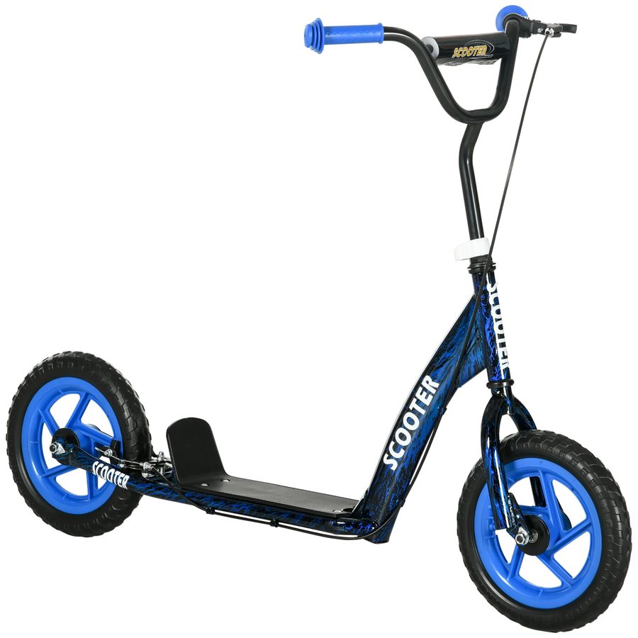 AIYAPLAY Kinderroller Scooter Tretroller mit verstellbarem Lenker, großen Rädern Handbremse Kickscooter 11,8 Zoll Cityroller für 6-12 Jahren Jungen und Mädchen Stahl Blau   Aosom von AIYAPLAY