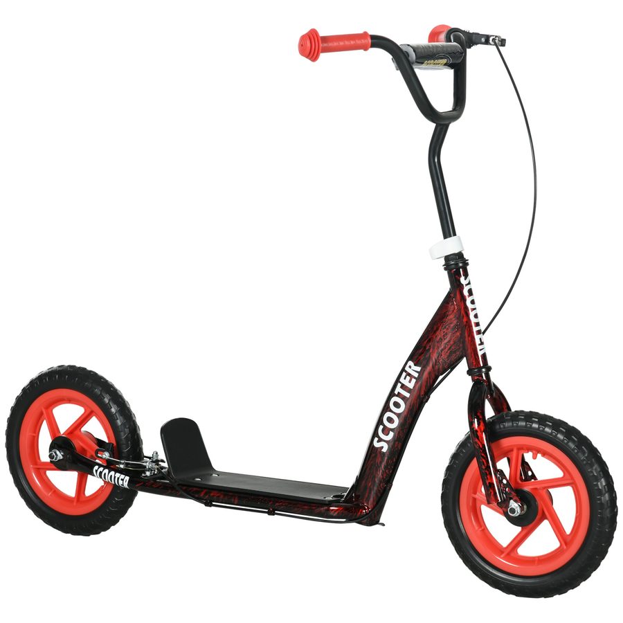 AIYAPLAY Kinderroller Scooter Tretroller mit verstellbarem Lenker, großen Rädern, Handbremse, Kickscooter, 11,8 Zoll Cityroller für 6-12 Jahren Jungen und Mädchen Stahl Rot   Aosom von AIYAPLAY