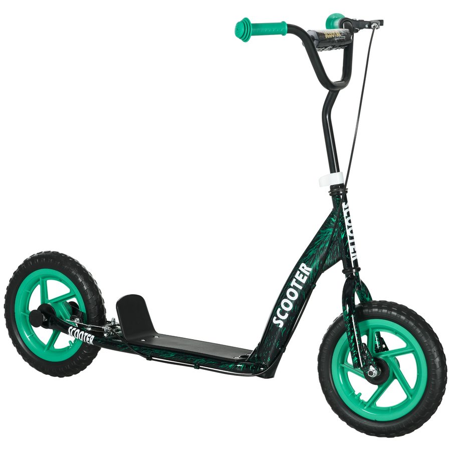 AIYAPLAY Kinderroller Scooter Tretroller mit verstellbarem Lenker, großen Rädern Handbremse Kickscooter 11,8 Zoll Cityroller für 6-12 Jahren Jungen und Mädchen Stahl Grün   Aosom von AIYAPLAY