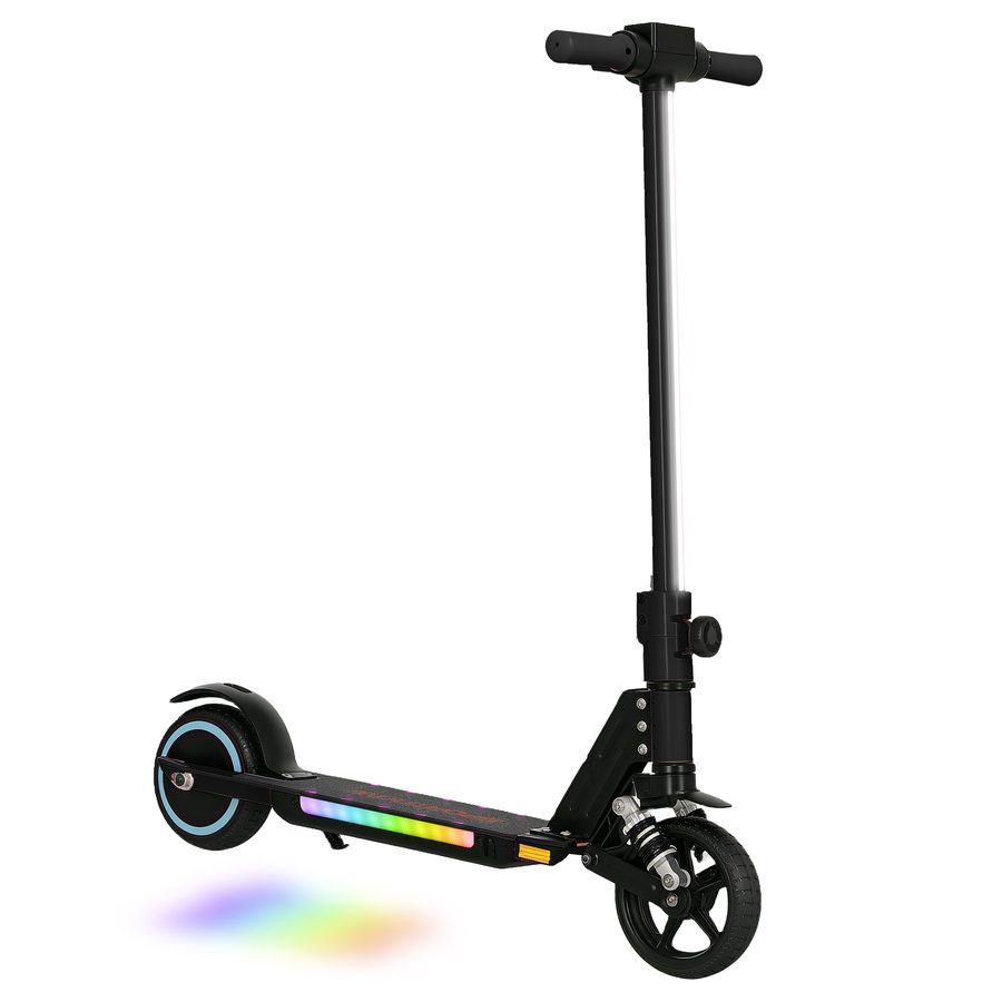 SPORTNOW Kinder Elektroroller 6-14 Jahre, klappbarer elektrischer Roller für Kinder, max. Geschwindigkeit 14 km/h Reichweite von 6 km mit Doppelbremse, bunte Lichter, aus Aluminium, Schwarz   Aosom von SPORTNOW