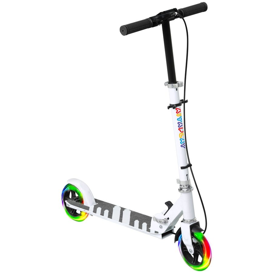 AIYAPLAY Roller Kinder Scooter mit Leuchtenden Rädern, Bremse, klappbarer Kinderroller Höhenverstellbarer Tretroller Kickscooter für Kinder Jugendliche 3-8 Jahre Cityroller bis zu 50 kg   Aosom von AIYAPLAY