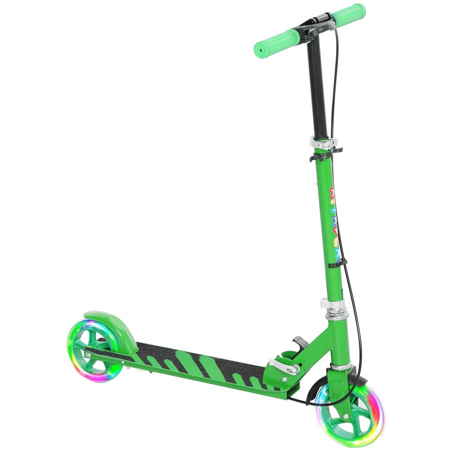 AIYAPLAY Roller Kinder Klappbar Kinderroller mit Verstellbarer Lenkerhöhe, 2 Leuchtenden Räder, Handbremse & Hinterradbremse Tretroller Scooter für 3-8 Jahre Kinder Grün   Aosom von AIYAPLAY