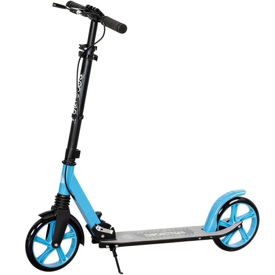 HOMCOM Klapproller für Erwachsene und Kinder ab 14 Jahren, leichter Scooter mit verstellbarem Lenker, großem Rad Ø200 mm, Dämpfer und Bremse, Aluminium, Tragkraft 100 kg, 91,5x36,5x91-104 cm, Blau   Aosom von HOMCOM