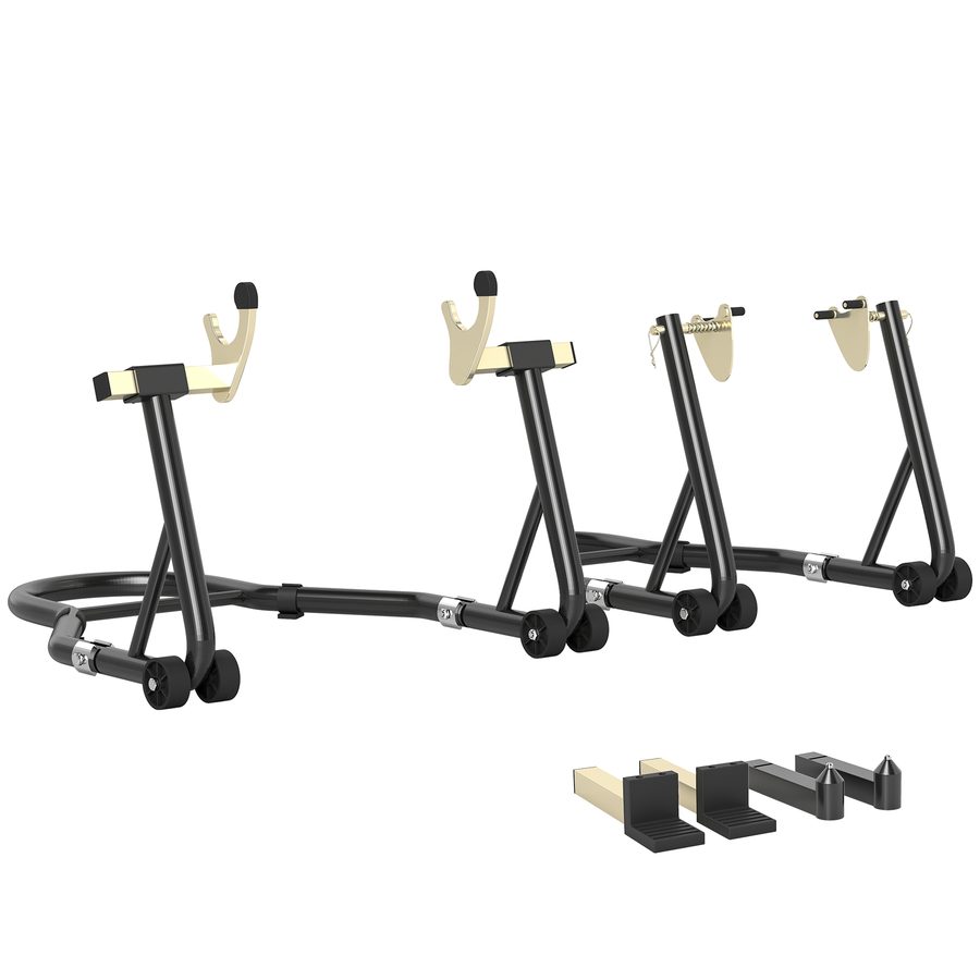HOMCOM Motorrad-Werkstattständer Vorder- und Hinterheber 390 kg, verstellbarer Stahlarm, Motorradheber mit U- + L-Gabel, für Reparatur, Wartung und Lagerung zu Hause, schwarz   Aosom von HOMCOM