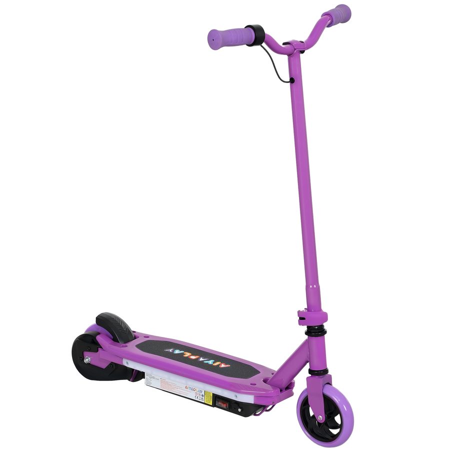 AIYAPLAY Elektroroller für Kinder 6-14 Jahre, maximale Geschwindigkeit 10 km/h, bunte LED-Lichter und elektrische Bremse, Reichweite 8 km, violett   Aosom von AIYAPLAY