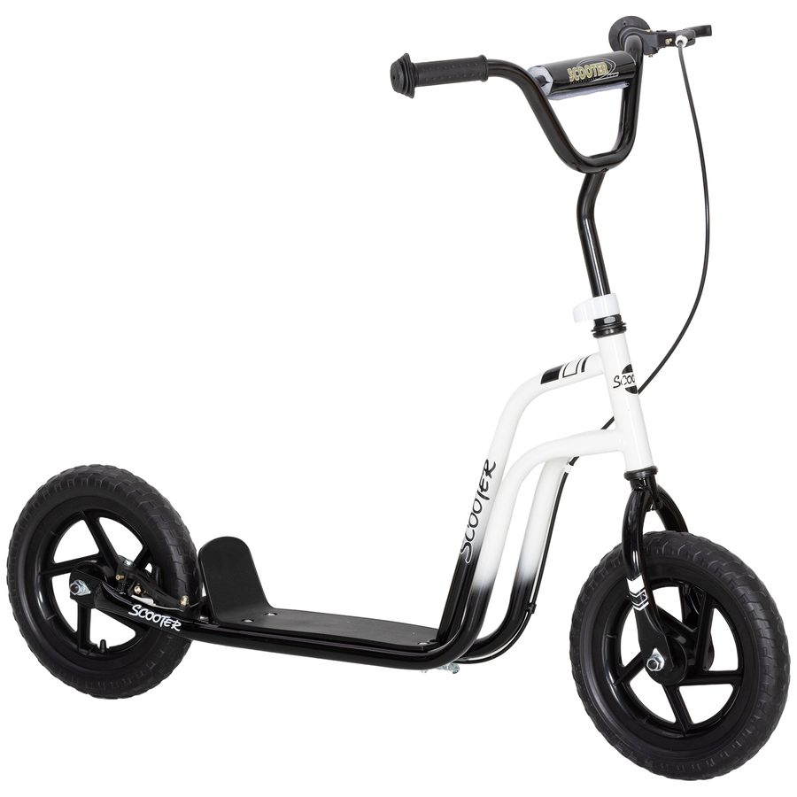 AIYAPLAY Roller Kinder Tretroller Kickscooter mit verstellbarem Lenker, großen Rädern und Handbremse 12 Zoll Scooter für 5-12 Jahren Jungen und Mädchen Weiß   Aosom von AIYAPLAY