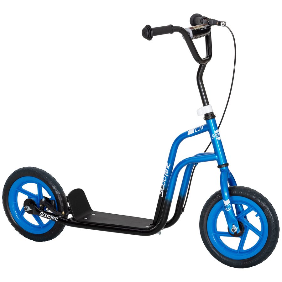 AIYAPLAY Roller Kinder Tretroller Kickscooter mit verstellbarem Lenker, großen Rädern und Handbremse 12 Zoll Scooter für 5-12 Jahren Jungen und Mädchen Blau   Aosom von AIYAPLAY