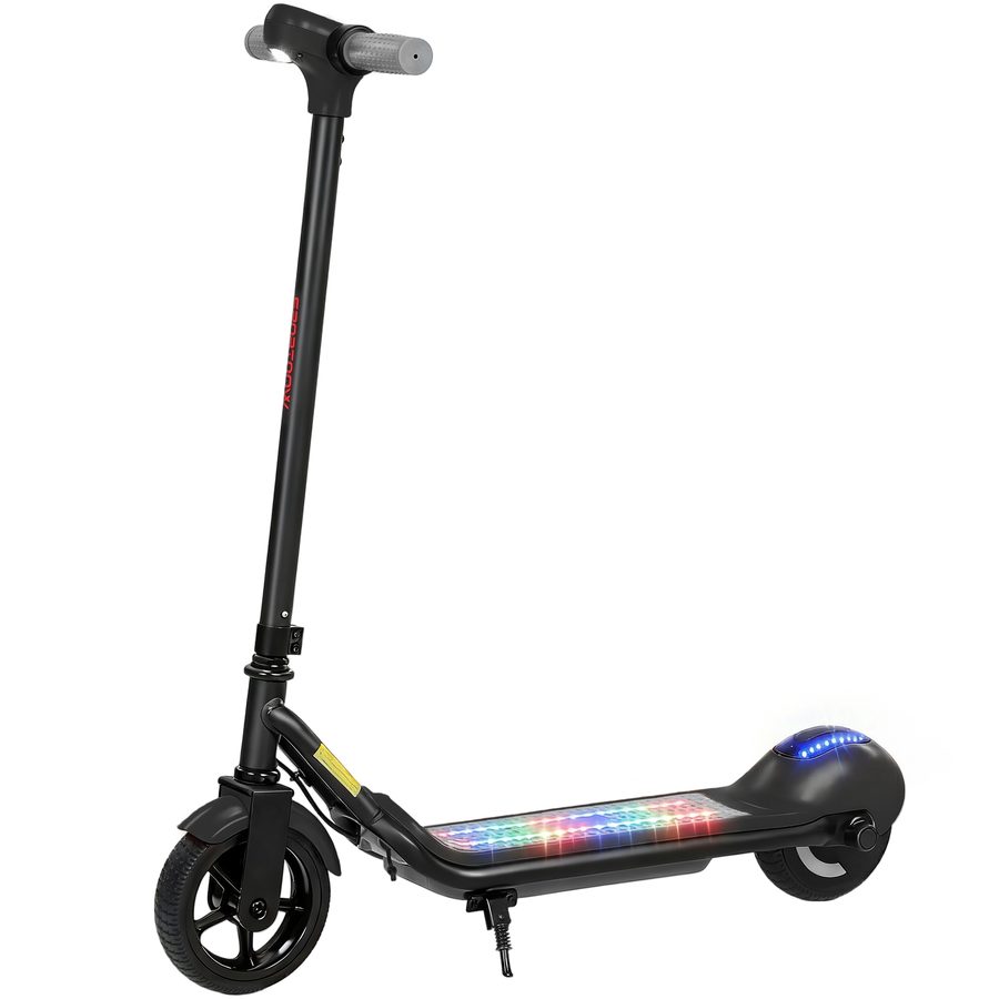 SPORTNOW Kinder-Elektro-Scooter mit LED-Display, RGB-Lichtern, Reifen Ø 16,5 cm, 10 km/h, Reichweite 8 km, Kick-Start, für Mädchen & Jungen 6-14 Jahre, schwarz   Aosom von SPORTNOW