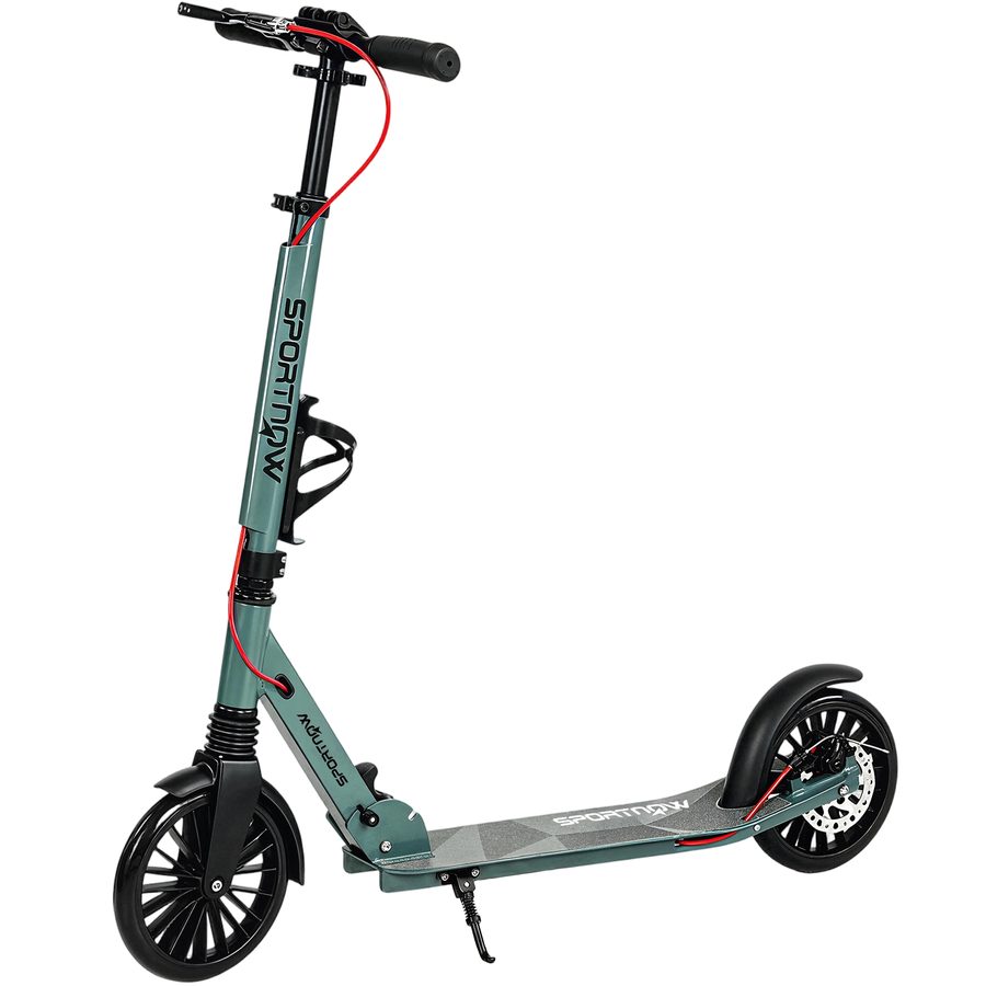 SPORTNOW Faltbarer Tretroller für Erwachsene mit verstellbarem Lenker, Aluminium-Faltroller mit Ein-Klick-Funktion, große 20 cm Räder, Federung, Doppelbremse, ABEC-7, Tragfähigkeit 100 kg, Silber   Aosom von SPORTNOW