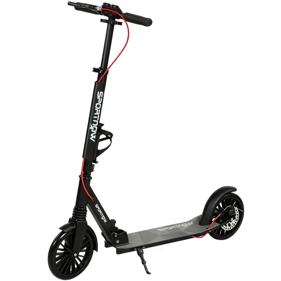 SPORTNOW Cityroller Aluminium Höhenverstellbar & Klappbar Scooter mit 200 mm PU-Räder ABEC-7 Kugellager Dual-Bremssystem Becherhalter Tretroller bis 100 kg Kickroller für Jugendliche & Erwachsene   Aosom von SPORTNOW