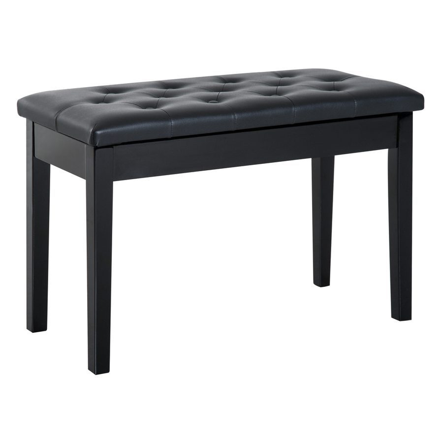 HOMCOM Klavierhocker Klavierbank traditioneller Landhausstil mit Stauraum, Gummiholz, Kunstleder schwarz, 76x36x50 cm für Musiker   Aosom.de von HOMCOM