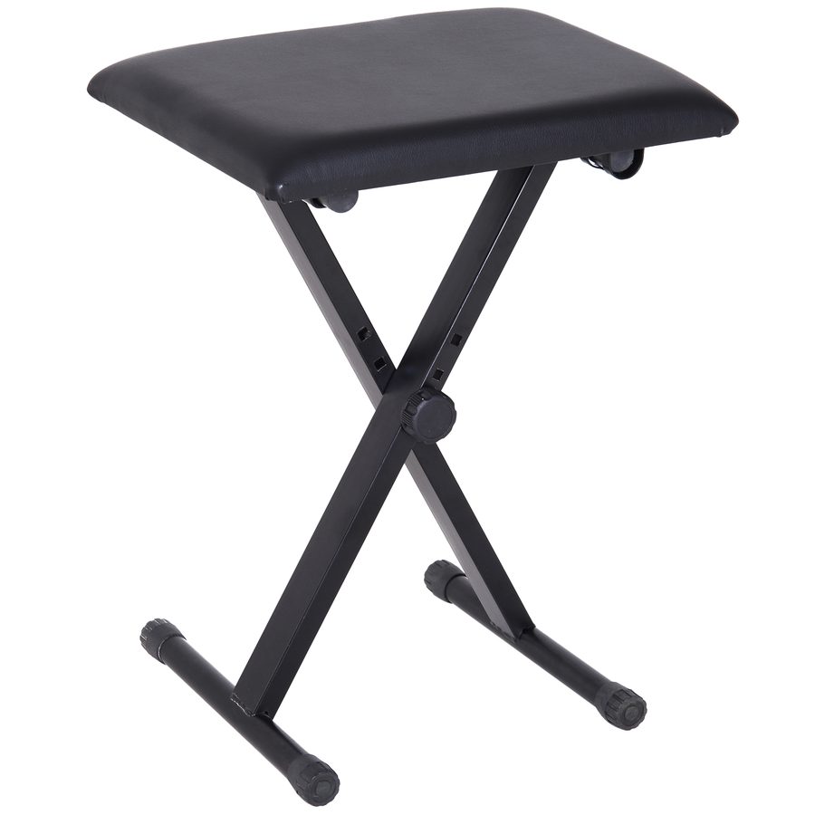 HOMCOM Klavierhocker  Klavierbank höhenverstellbar, zusammenklappbar, Metall, Kunstleder, Schaumstoff, Schwarz, 39 x 29 x 37-47 cm  Aosom von HOMCOM