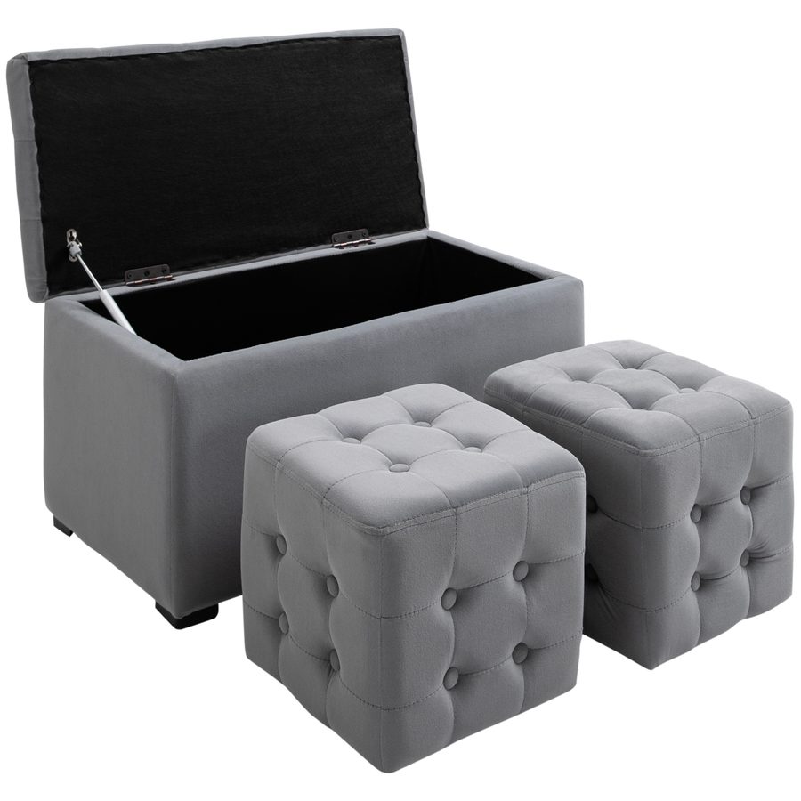 HOMCOM Sitzbank mit Stauraum  2 x Sitzhocker, Polster Sitztruhe, Faltbar, bis 130kg, 75x40x42cm  Aosom von HOMCOM