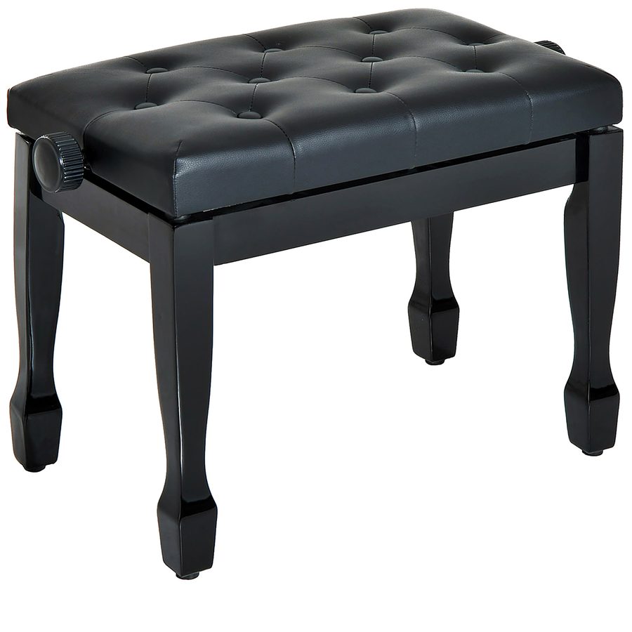 HOMCOM Klavierhocker höhenverstellbar Klavierbank Kosmetikhocker aus Massivholz mit Kunstlederbezug Schwarz 64 x 35 x 45-55 cm   Aosom.de von HOMCOM