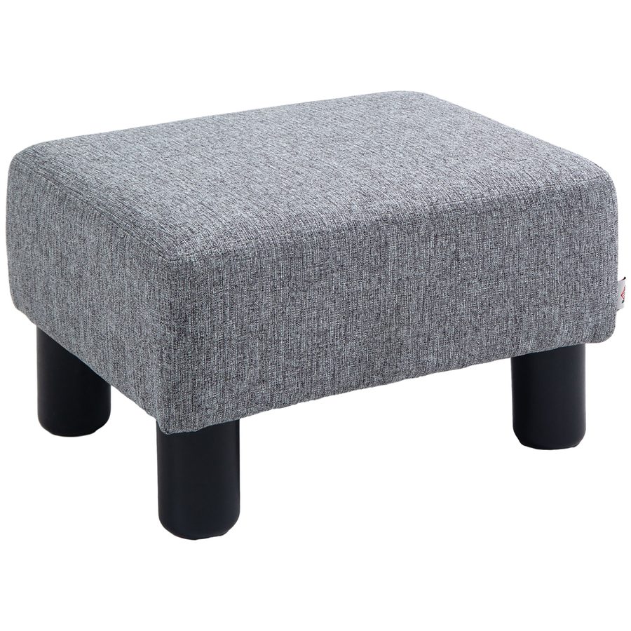 HOMCOM Fußhocker Sitzhocker Rechteckiger Ottoman Polsterhocker aus Leinen bis 150 kg belastbar für Wohnzimmer Flur Grau   Aosom.de von HOMCOM
