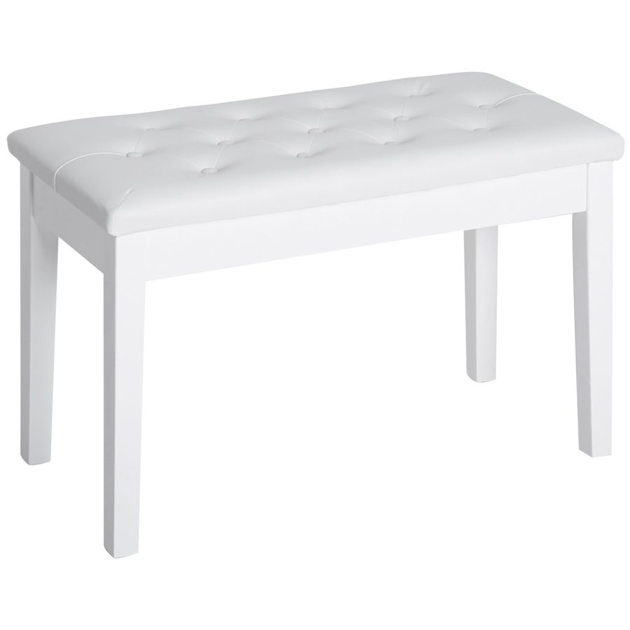 HOMCOM Klavierhocker Klavierbank im Landhausstil mit Stauraum aus Gummiholz und Kunstleder, weiß, 76 x 36 x 50 cm für Musikliebhaber   Aosom.de von HOMCOM