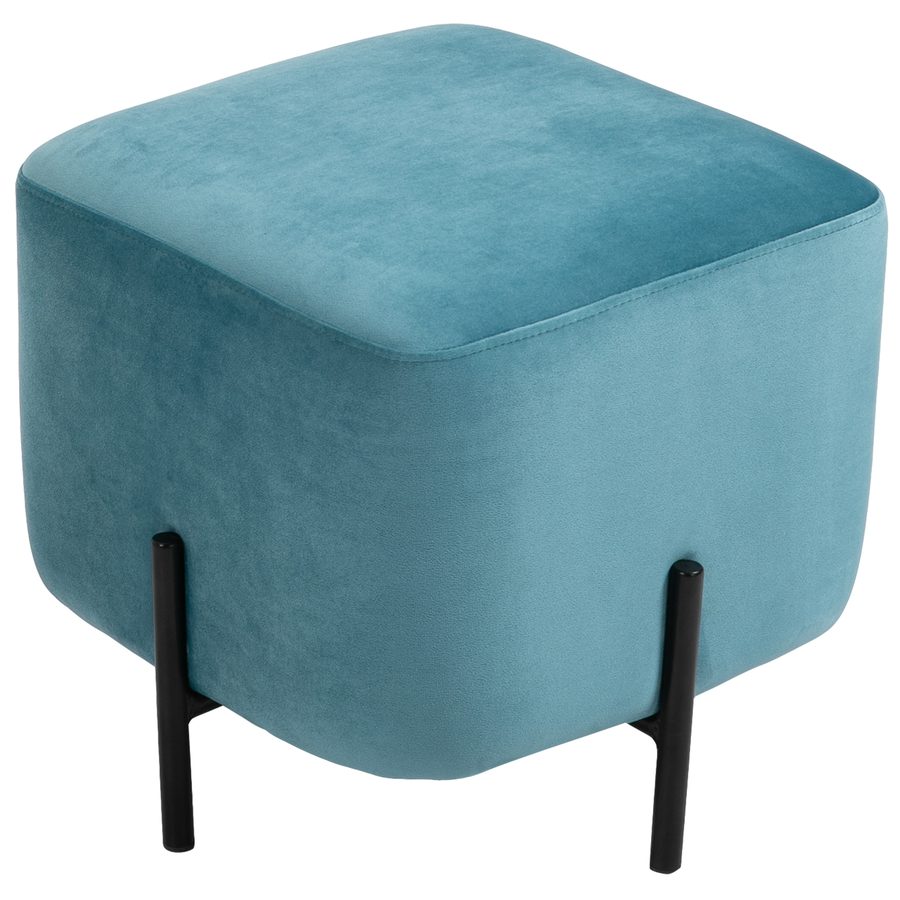 HOMCOM Fußhocker gepolsterte Fußstütze aus Polyester und Stahl 44,5 x 44,5 x 41,5 cm in Türkis, bequem & stylish für Ihr Zuhause   Aosom.de von HOMCOM