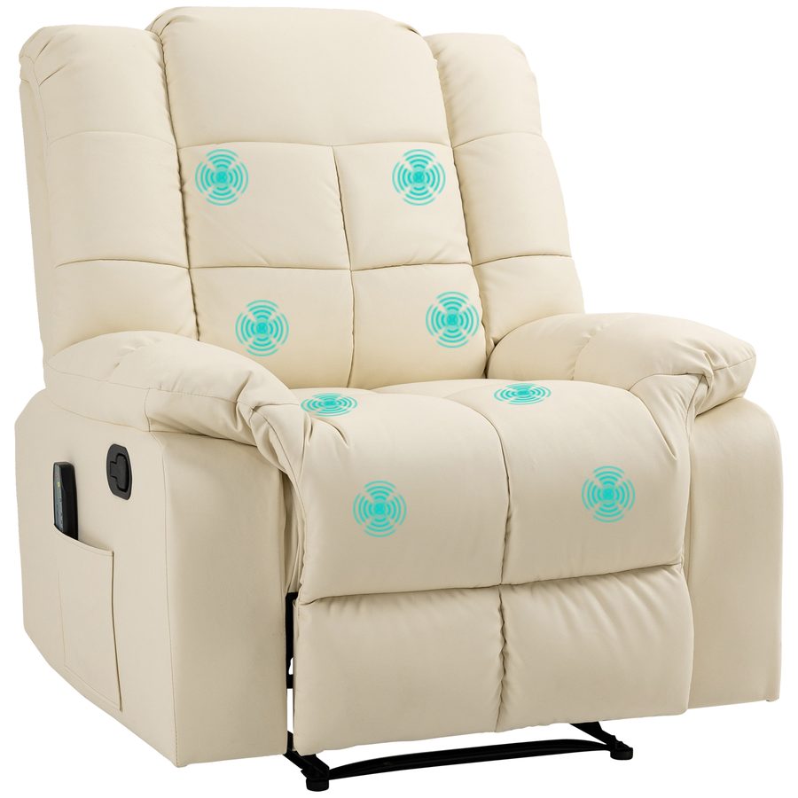 HOMCOM Relaxsessel mit Liegefunktion manuell, Belastbarkeit 160 kg, Elektrisch Relaxsessel mit Liegefunktion, Heizfunktion, Cremeweiß   Aosom.d von HOMCOM