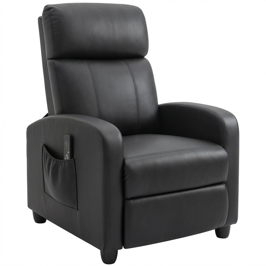 HOMCOM Massagesessel Relaxsessel Fernsehsessel 2-Punkt-Massage mit Rückenlehne, Liegesessel aus PU Schaumstoff Schwarz 68 x 88 x 98 cm   Aosom.de von HOMCOM
