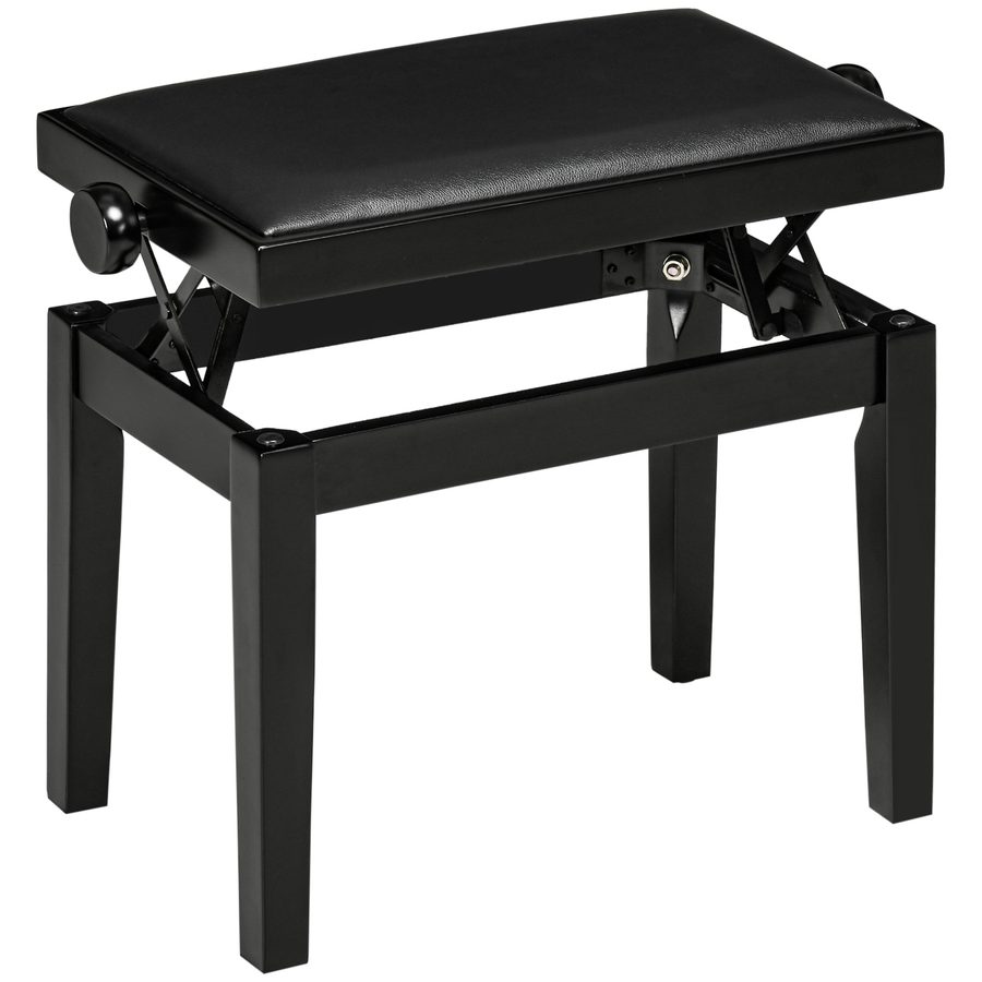 HOMCOM Klavierhocker Höhenverstellbare Klavierbank mit Lederkissen, Kunstleder, Gummiholz, Schwarz, 63 x 33 x 45-56 cm, ideal für Pianisten   Aosom.de von HOMCOM