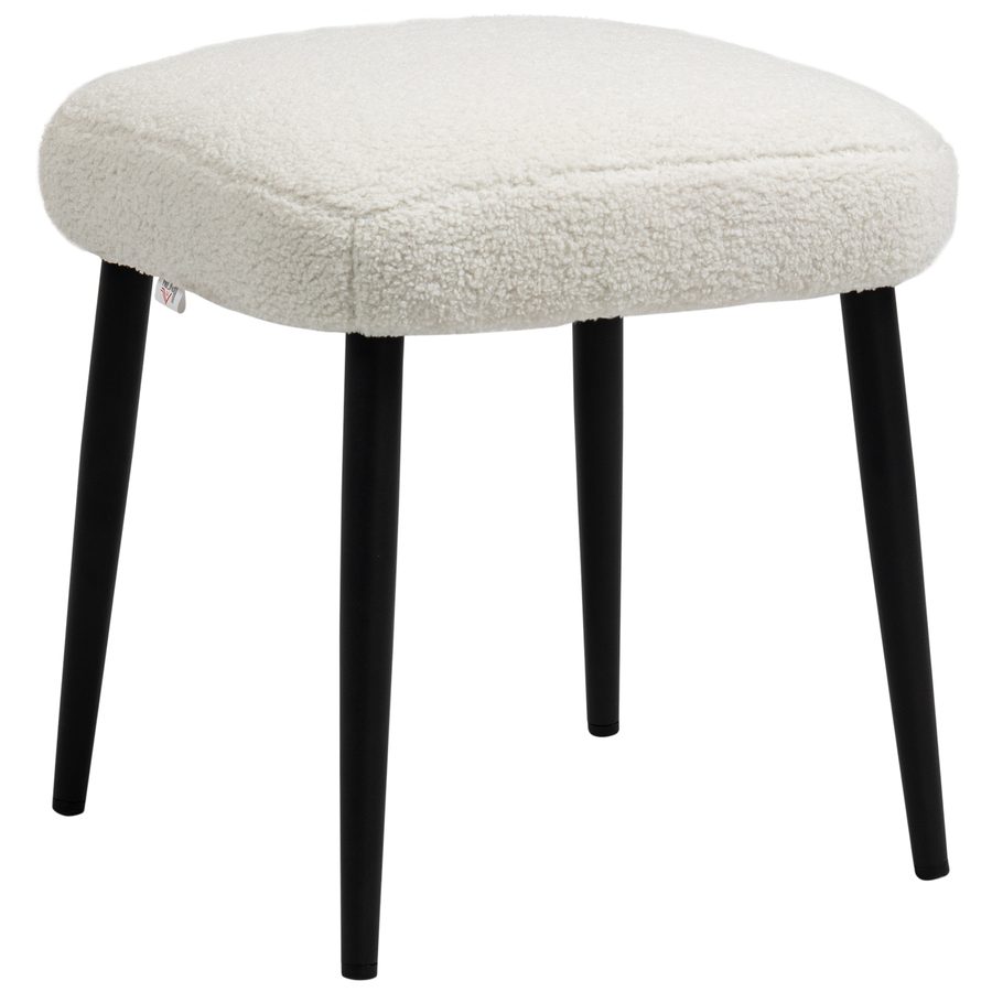 HOMCOM Fußhocker quadratischer Sitzhocker Schminkhocker Kaschmir-Optik mit Stahlbeinen für Wohnzimmer Schlafzimmer Creme 42x42x47cm   Aosom.de von HOMCOM
