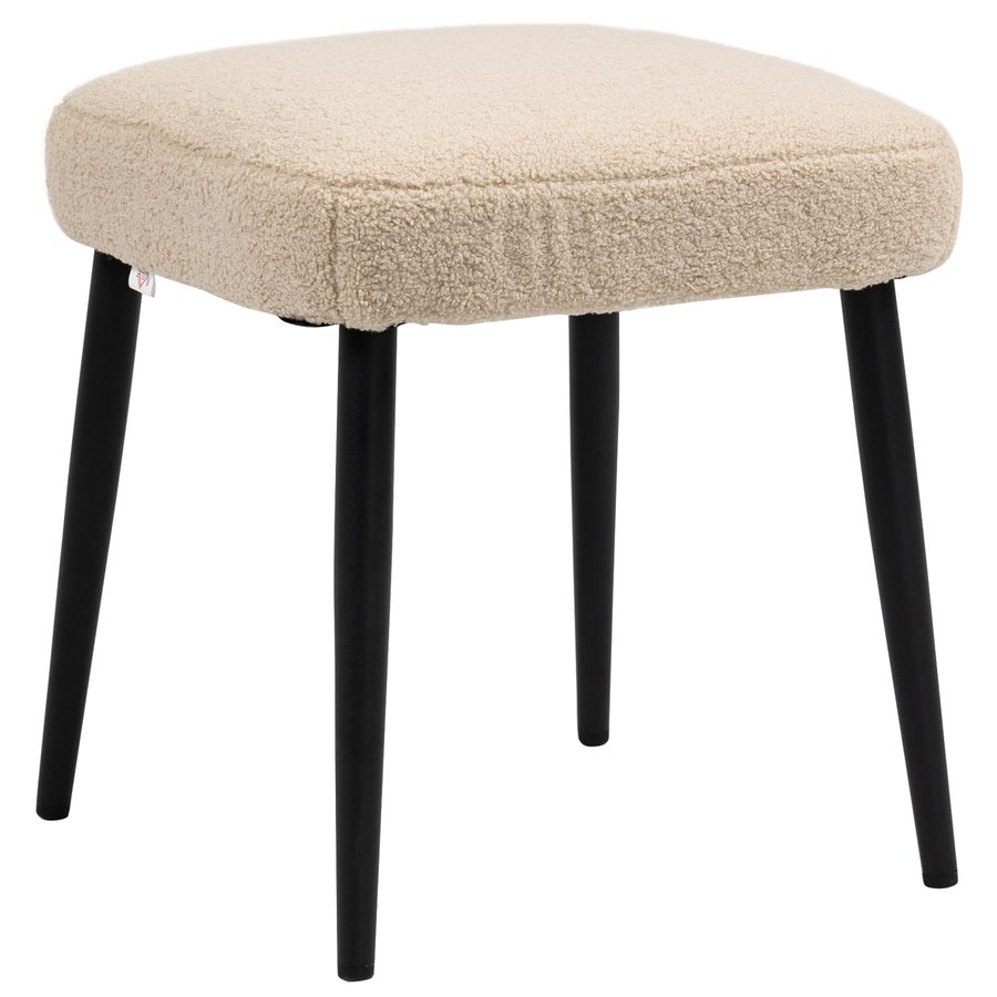 HOMCOM Fußhocker quadratischer Sitzhocker Schminkhocker Kaschmir-Optik mit Stahlbeinen für Wohnzimmer Schlafzimmer Beige 42x42x47cm   Aosom.de von HOMCOM