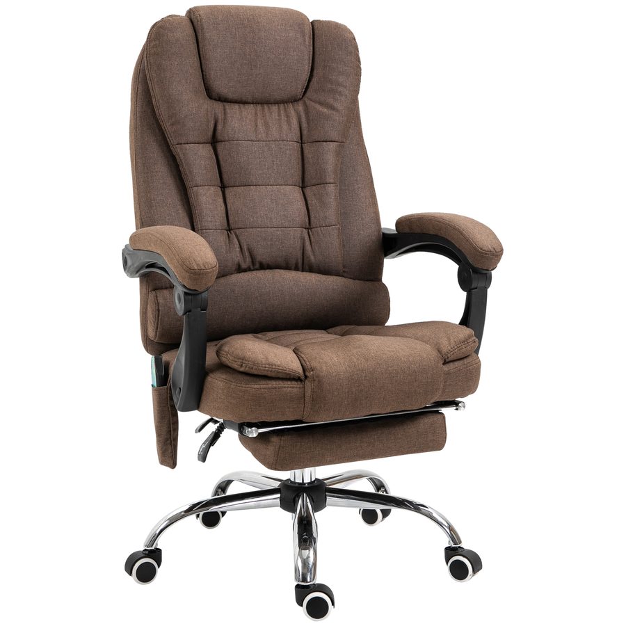 Vinsetto Chefsessel mit Massagefunktion und Heizung, ergonomischer Bürosessel, höhenverstellbare Rückenlehne, ausziehbare Fußstütze + integriertes Lordosenkissen, Braun   Aosom von Vinsetto