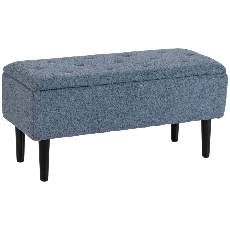 HOMCOM Sitzbank mit Stauraum, Bettbank, Polsterbank mit Klappdeckel, Truhenbank, für Wohnzimmer, Schlafzimmer, Blau, 95 x 38 x 45 cm   Aosom von HOMCOM