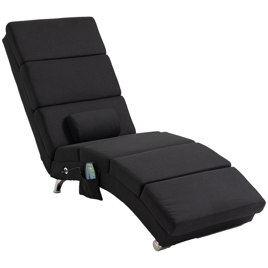 HOMCOM Relaxliege mit 5 Massagemodi Klappbar Loungesessel mit Lendenkissen, Heizfunktion, Liegesessel mit Seitentasche, Fernbedienung, Leinenoptik, Relaxsessel Chaiselongue Schwarz   Aosom von HOMCOM