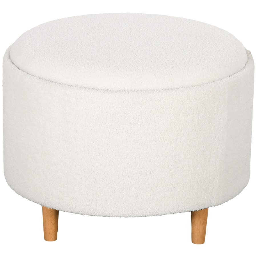 HOMCOM Sitzhocker Ø56 x 42 cm, runder Polsterhocker mit Stauraum und Klappdeckel, Holzbeine, ideal für Wohnzimmer und Schlafzimmer, Weiß   Aosom.de von HOMCOM