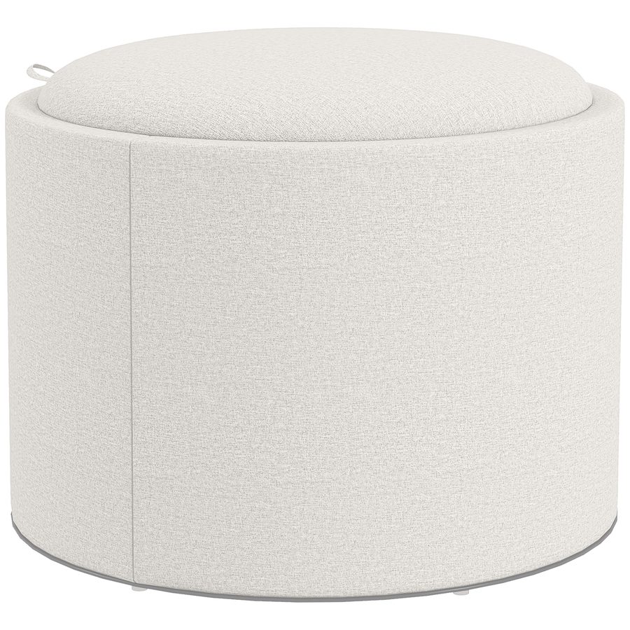 HOMCOM Ottomane Runder Sitzhocker Polsterhocker mit Stauraum, Klappdeckel, in Leinenoptik für Wohnzimmer, Schlafzimmer, Creme, Ø56 x 42 cm   Aosom von HOMCOM