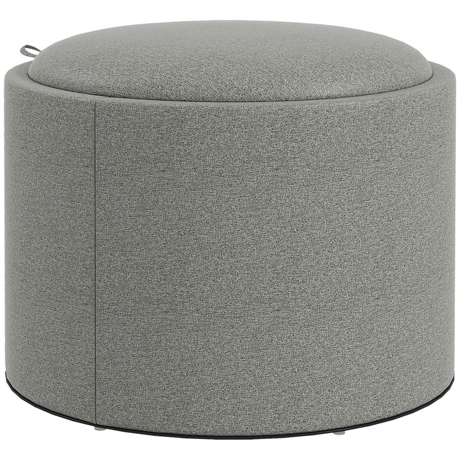 HOMCOM Ottomane Runder Sitzhocker Polsterhocker mit Stauraum und Klappdeckel in Grau Leinenoptik Ø56 x 42 cm für Wohnzimmer Schlafzimmer   Aosom.de von HOMCOM