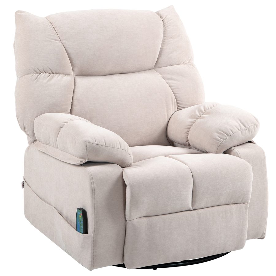 HOMCOM Relaxsessel mit Massagefunktion, Elektrisch Fernsehsessel mit Wärmfunktion, Liegefunktion, Drehbar Massagesessel mit Federsystem  Aosom von HOMCOM
