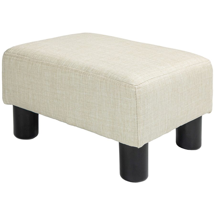 HOMCOM Sitzhocker Pouf Stoffbezug 40 x 30 x 24 cm belastbar bis 110 kg Beige   Aosom von HOMCOM