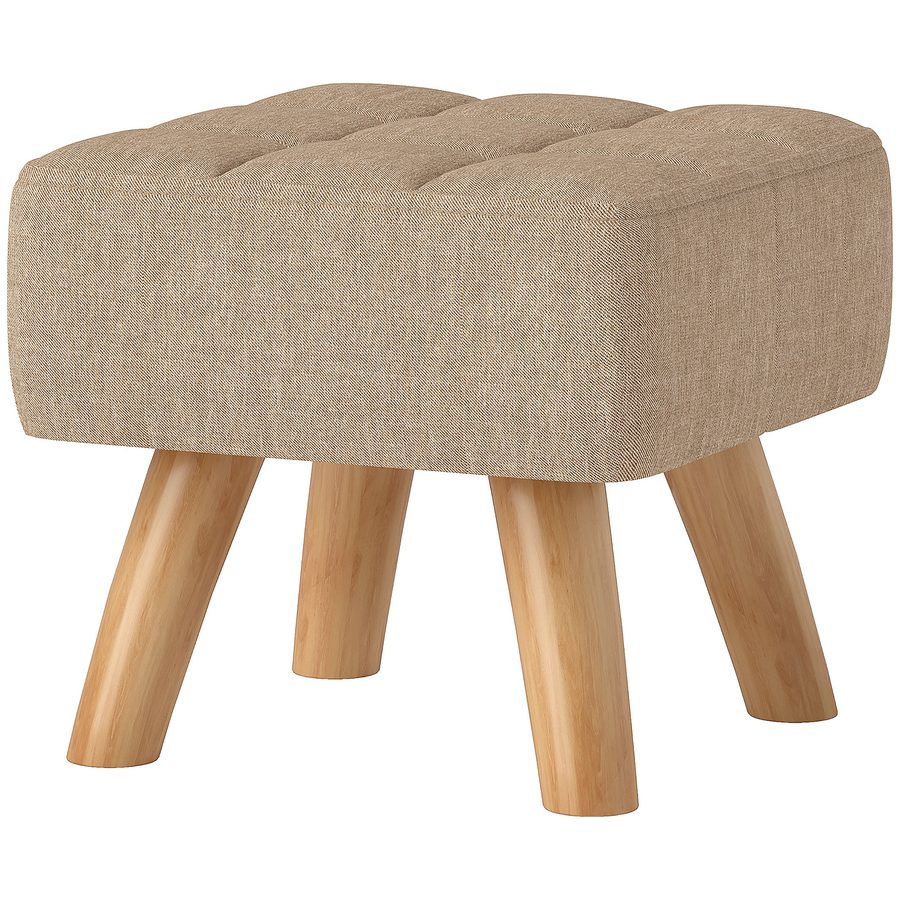 HOMCOM Fußhocker Hocker mit Leinenoptik, Holzbeine, Moderner Sitzhocker Polsterhocker Ottomane für Schlafzimmer, Wohnzimmer, Braun   Aosom von HOMCOM