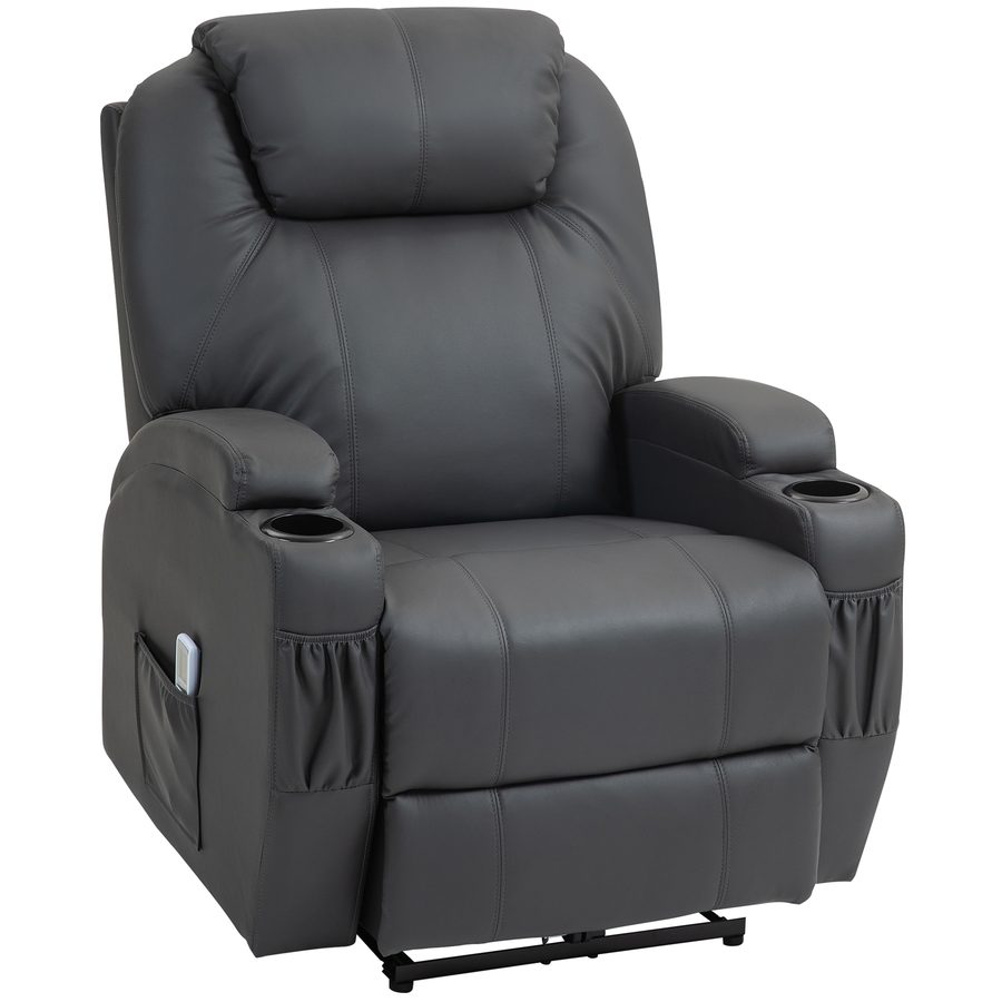 HOMCOM Relaxsessel mit Massagefunktion, Elektrisch Fernsehsessel mit Liegefunktion, Massagesessel mit Fernbedienung, Becherhalter  Aosom von HOMCOM