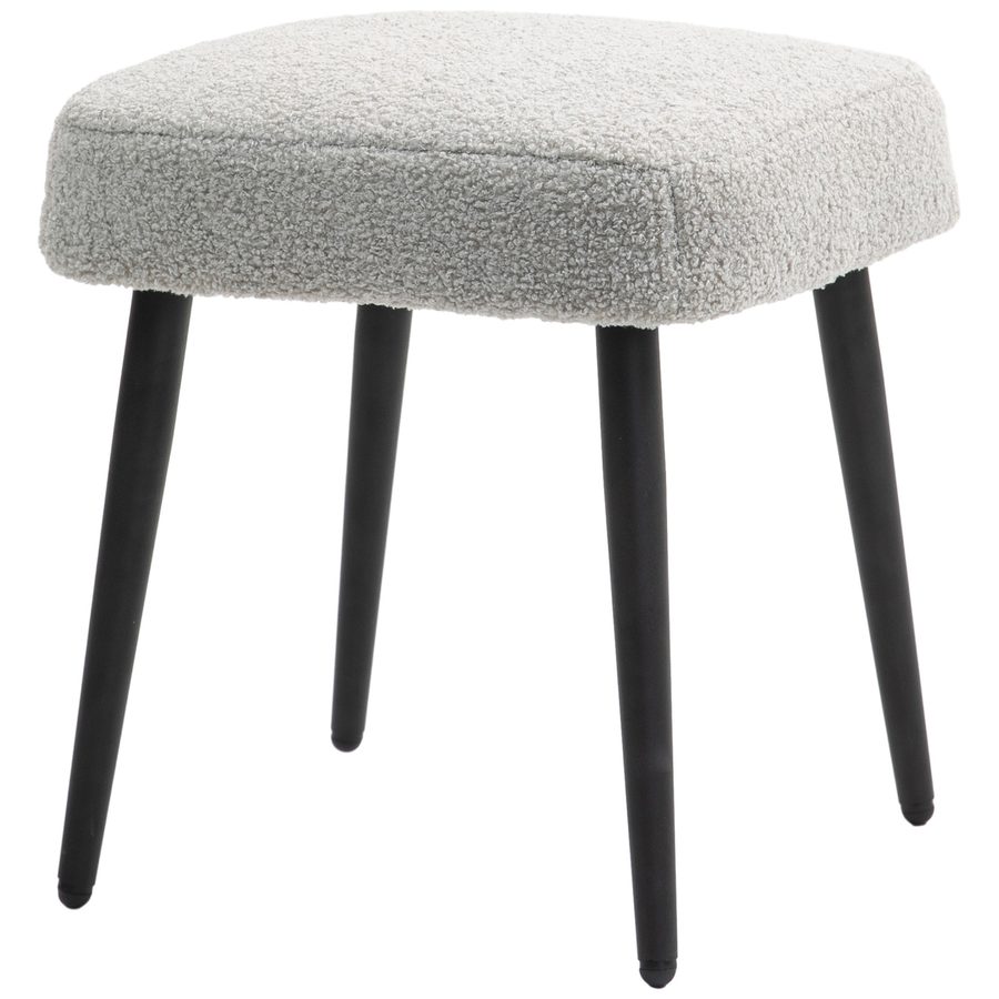 HOMCOM Fußhocker Sitzhocker quadratisch mit Kaschmir-Optik, Fußstütze mit Stahlbeinen, ideal für Wohnzimmer & Schlafzimmer, hellgrau   Aosom.de von HOMCOM
