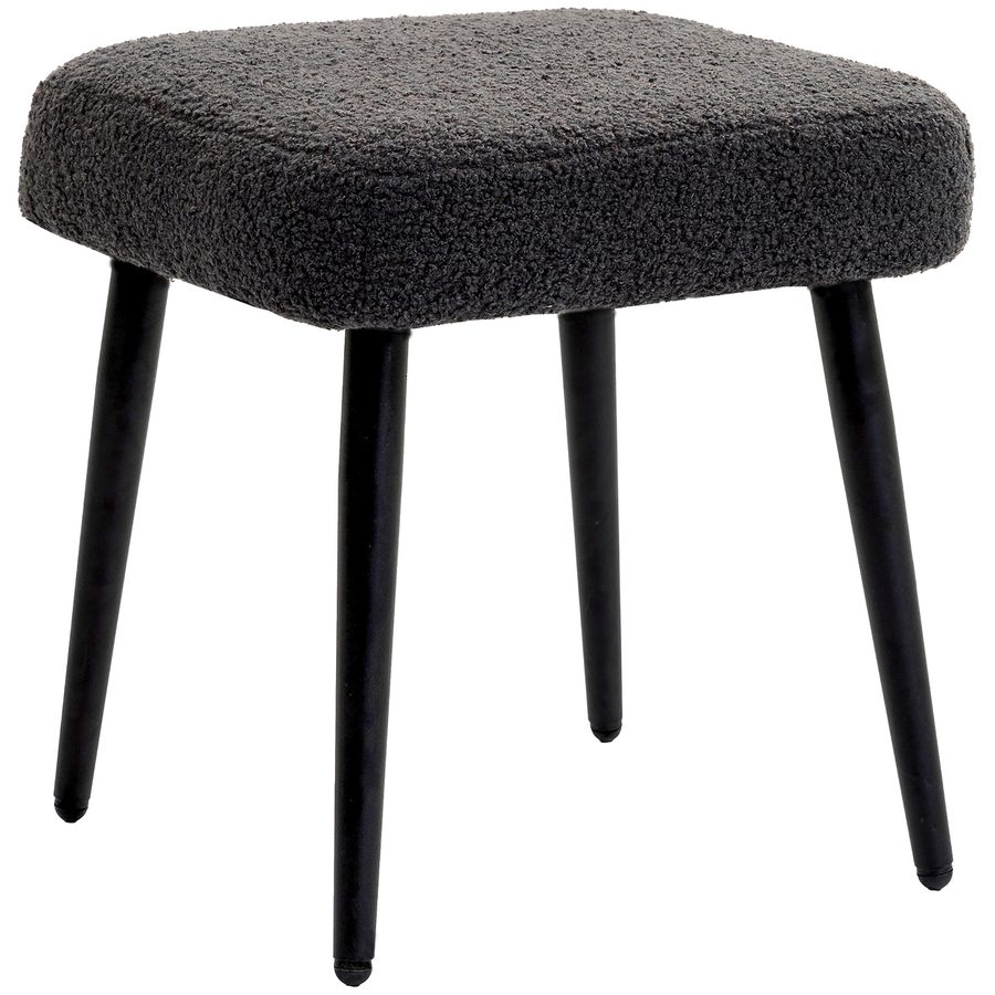 HOMCOM Fußhocker Sitzhocker quadratisch mit Kaschmir-Optik, Dunkelgrau, Stahlbeine, ideal für Wohnzimmer & Schlafzimmer   Aosom.de von HOMCOM