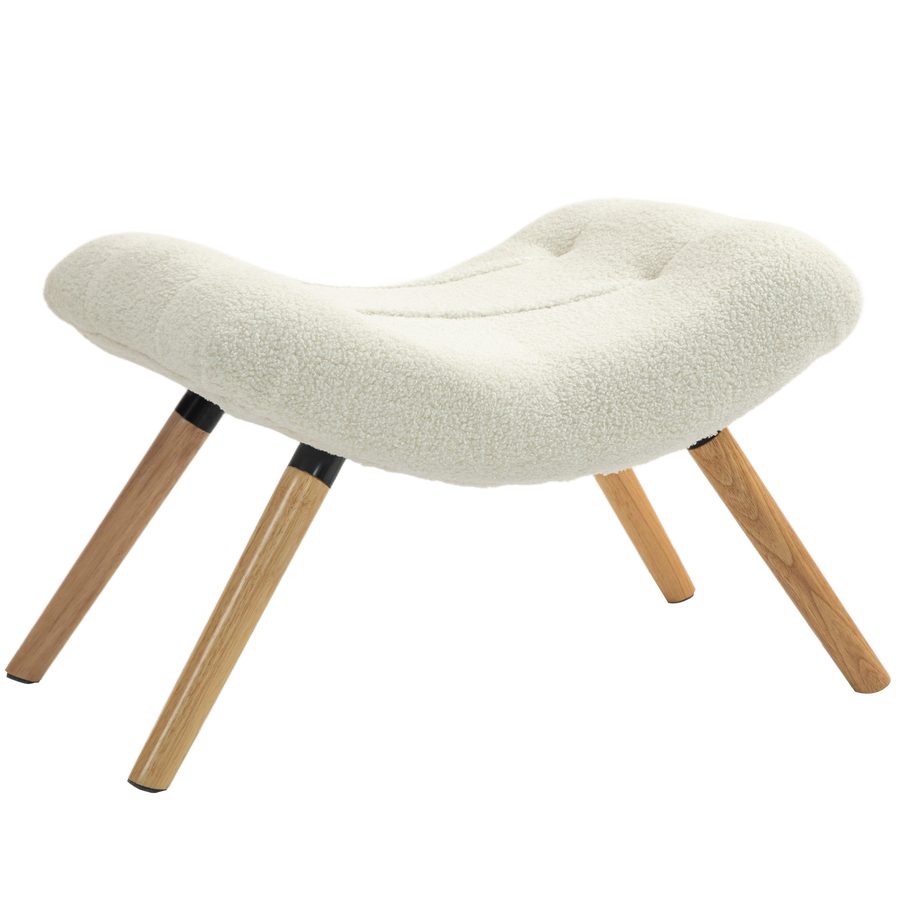 HOMCOM Sitzhocker, Fußhocker mit Berberfleece-Stoff, Polsterhocker bis 120 kg belastbar, für Wohnzimmer, Schlafzimmer, 60,5 x 45 x 38 cm, Cremeweiß   Aosom von HOMCOM
