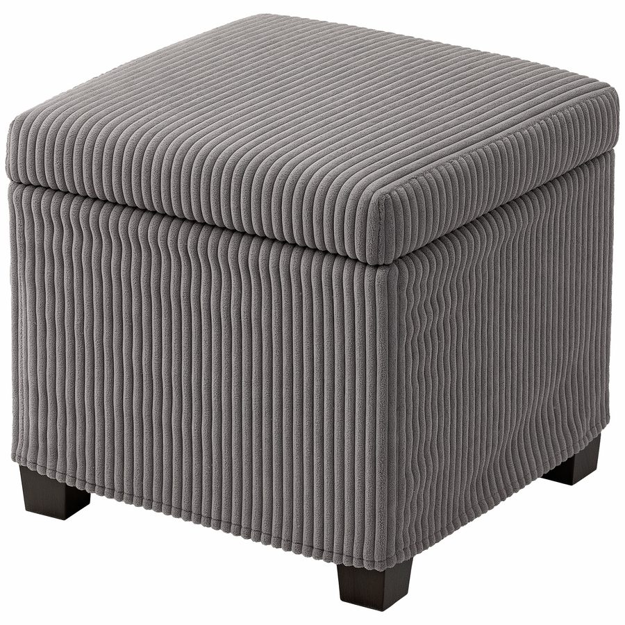 HOMCOM Aufbewahrungshocker 30 L, Aufbewahrungshocker mit abnehmbarem Deckel, gepolsterter Würfelhocker aus Ripp-Veloursstoff, für Wohnzimmer Schlafzimmer Flur, Belastbarkeit 120 kg, 40 x 40 x 40 cm, Grau   Aosom von HOMCOM