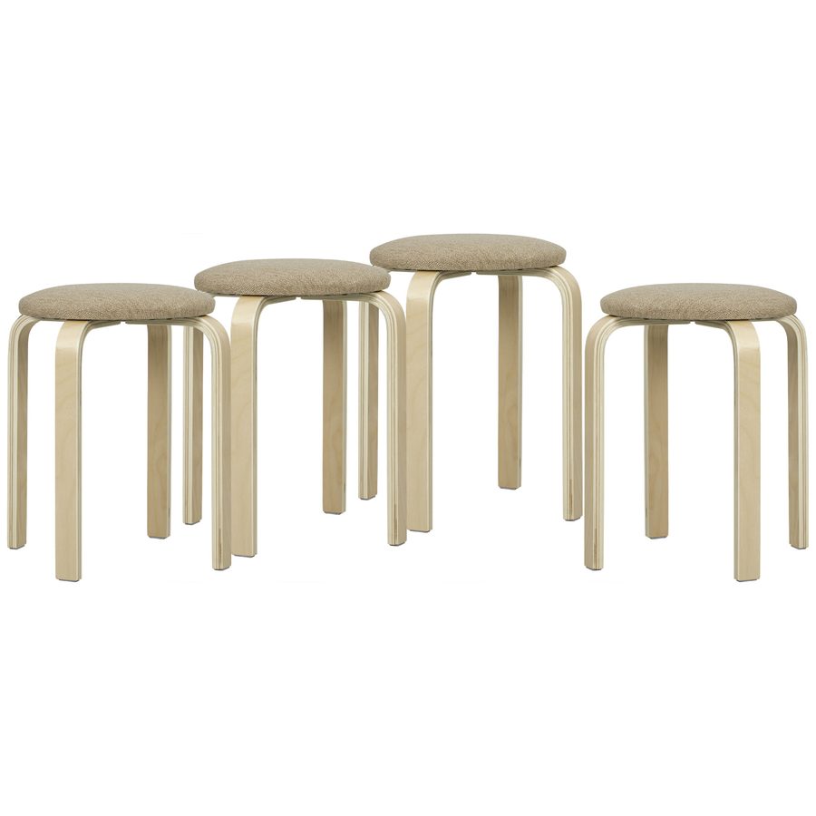 HOMCOM Esszimmerhocker 4er Set Stapelhocker Hocker aus Birkensperrholz mit Leinenoptik Küchenhocker Polsterhocker für Esszimmer Wohnzimmer Khaki   Aosom von HOMCOM
