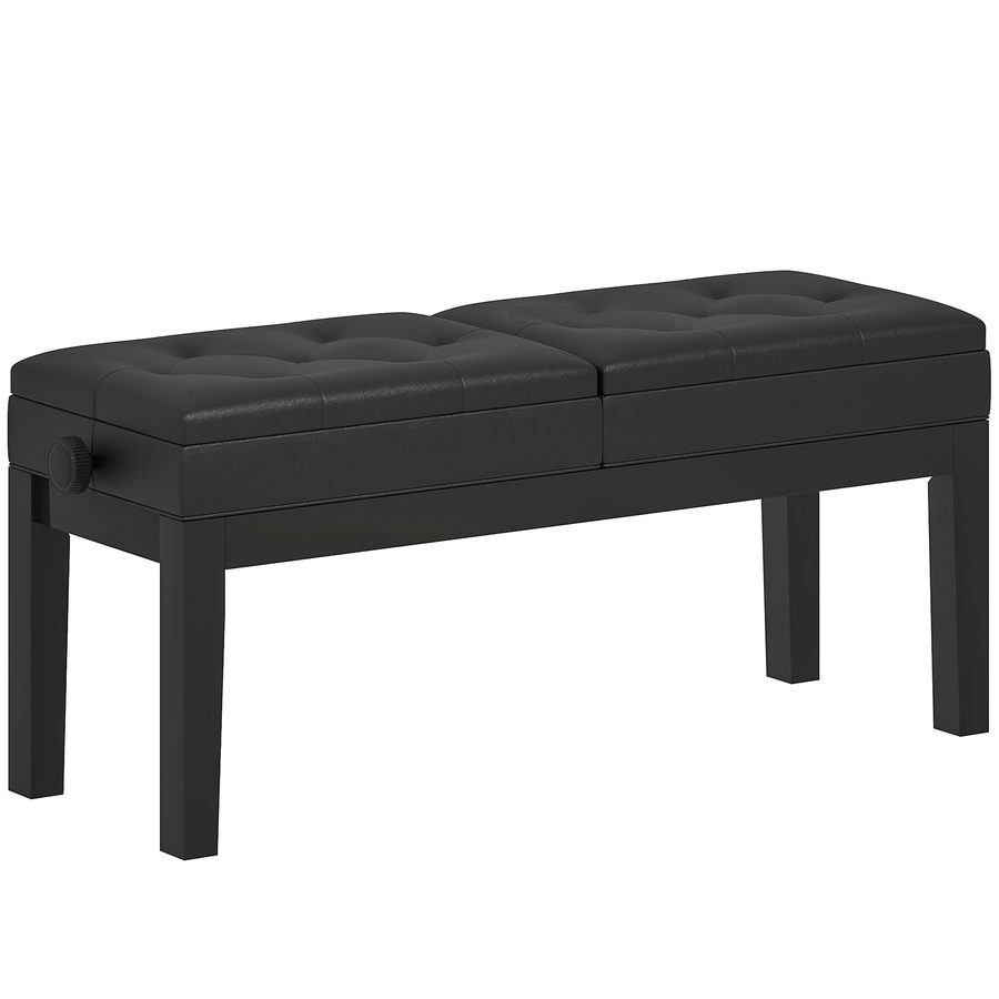 HOMCOM Klavierbank höhenverstellbar Klavierhocker mit Stauraum, Pianobank bis 220 KG Belastbar, Kunstleder, Schwarz, 105 x 37 x 48-58 cm   Aosom von HOMCOM