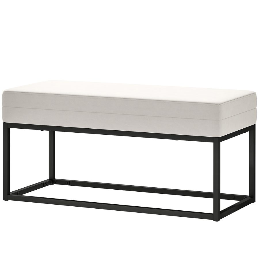 HOMCOM Eingangsbank Modern und Minimalistisch mit Verstellbaren Füßen, Gepolsterte Bettbank aus Samteffekt und Stahl, 94x42x44 cm, Creme   Aosom von HOMCOM