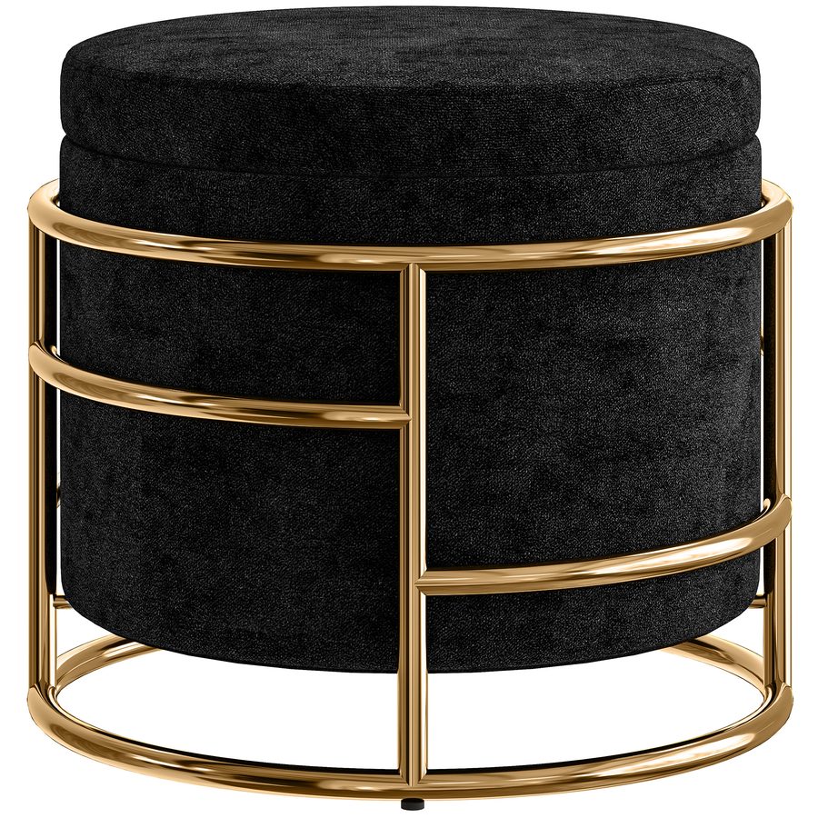 HOMCOM Sitzhocker mit Stauraum, Kleiner Hocker mit Deckel, Runder Polsterhocker mit Stahrahmen, Fußhocker für Wohnzimmer Schlafzimmer, 42 x 42 x 39 cm, Schwarz   Aosom von HOMCOM