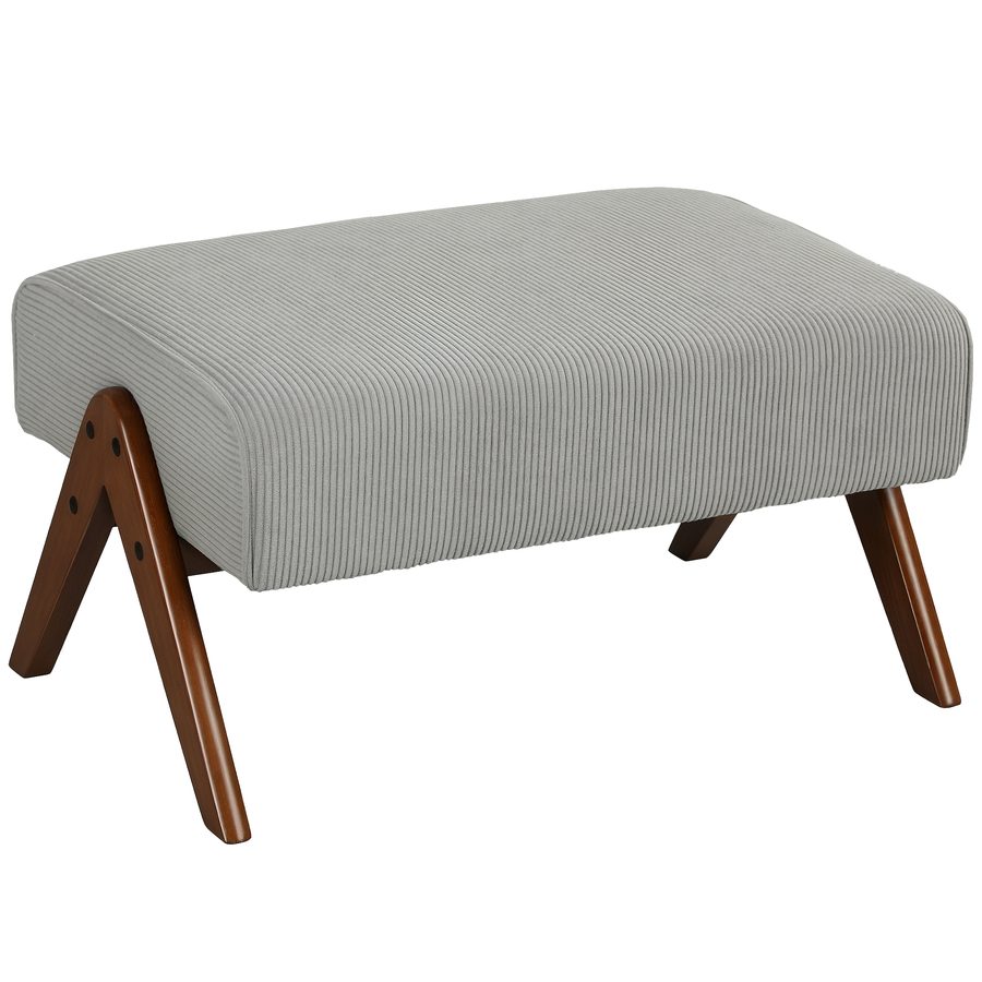HOMCOM Fußhocker Wohnzimmer Niedriger Hocker Cordbezug Ottomane Rechteckig Gepolsterter Sitz mit Holzbeinen für Wohnzimmer Schlafzimmer Hellgrau   Aosom von HOMCOM